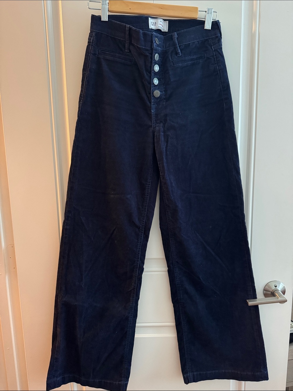 GAP Dark Navy Wide-Leg High-Rise corduroy pants with Button Fly